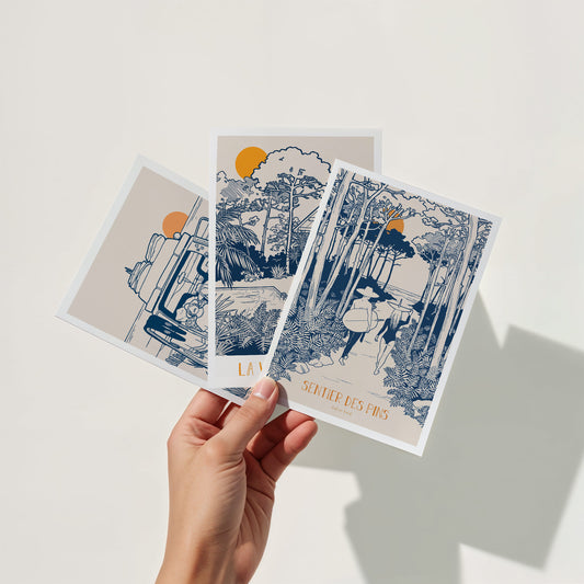 TRIO DE CARTES BLUE LINES